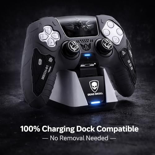 Image of DEADSKULL Tactical Silicone Controller Skin with 2 Thumb Grip Caps, 4 Joystick Rings & Sticker, Anti-Slip Protective Cover Compatible with PlayStation 5 Controller, DualSense Wireless Controller