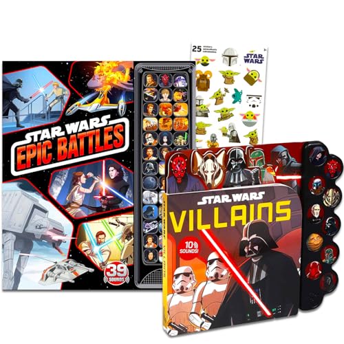 Star Wars Books Set for Kids - Bundle of 2 Interactive Sound Books, Plus Baby Yoda Stickers | Star Wars Activity Set for Boys, Girls