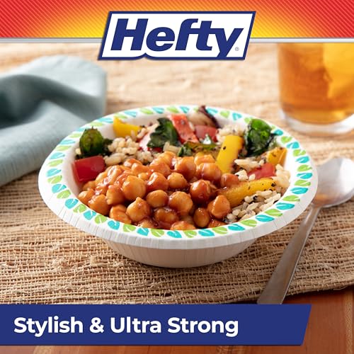Hefty Compostable Paper Bowls, 12 oz, 30 Count, Patterned Disposable Bowls for BBQs, Parties, Holidays, Potlucks, and Everyday Use, Soak-Resistant, Made with Plant-Based Materials, Microwave Safe - image 4