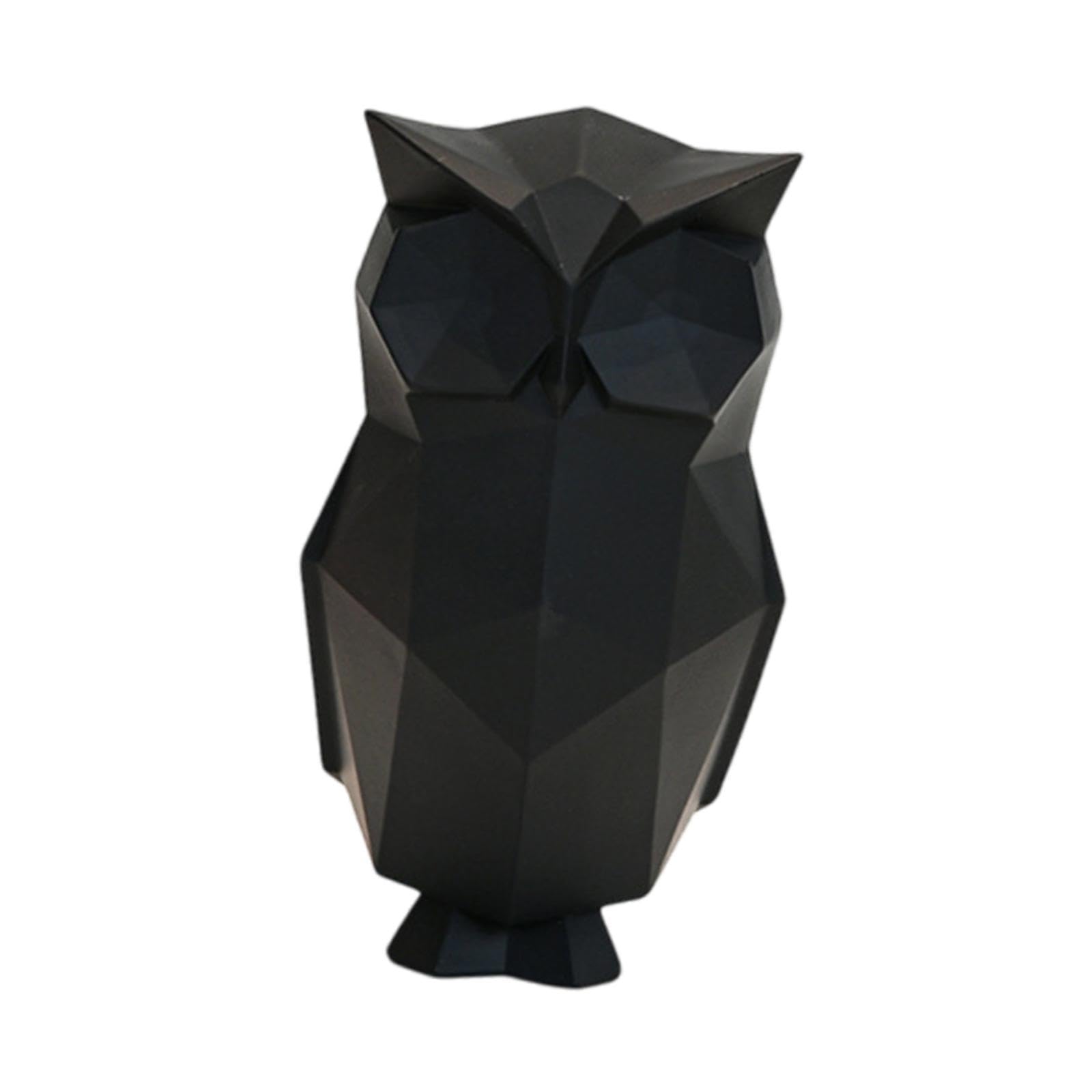 MagiDeal Figuras de búho Resumen Esculturas geométricas Portable de Trabajo de Resina Patio, Negro