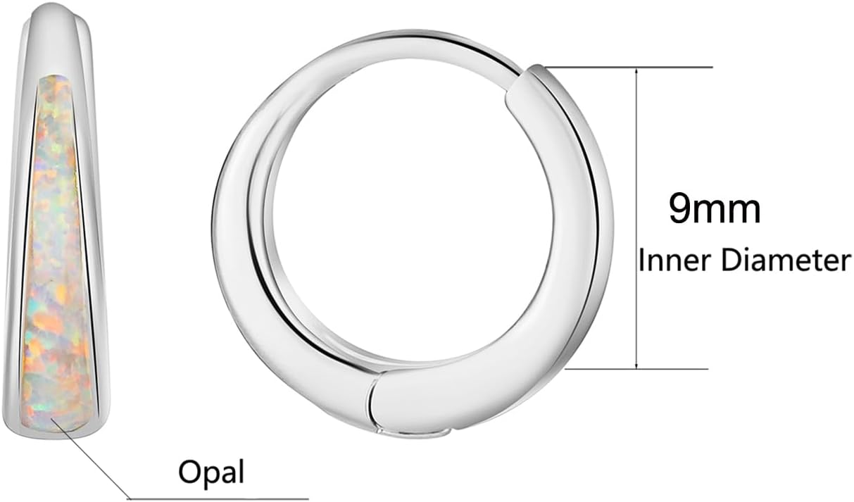 Opal Huggie Earrings Hoop Dainty Silver/Gold Earrings for Women 14k Gold Plated Earring Small Hoop Earring Gold Jewelry Opal Jewelry Women Mother's Day Birthday Gift for Mom Her - Image 2