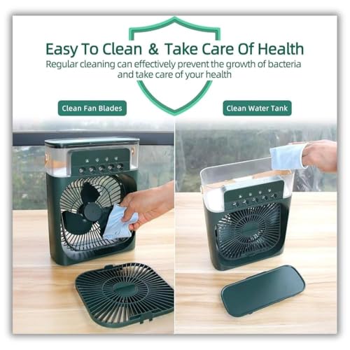 Image of DRUMSTONE Genz Luxurious 5 Years Warranty Mini Air Cooler | USB Powered Personal Air Cooler Fan | 3-Speed Portable Desktop Cooling Fan for Office, Bedroom, Hostel, Home & Travel GREEN