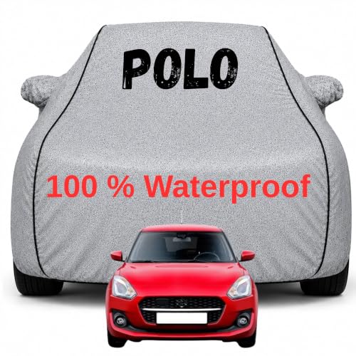 Image of Durable Full Body Waterproof Polo Car Cover | Premium Polyester Silver Cover | Custom Fit Vehicle Protection | UV Resistant, Dustproof, Scratch Resistant, Heat & Wind Protection