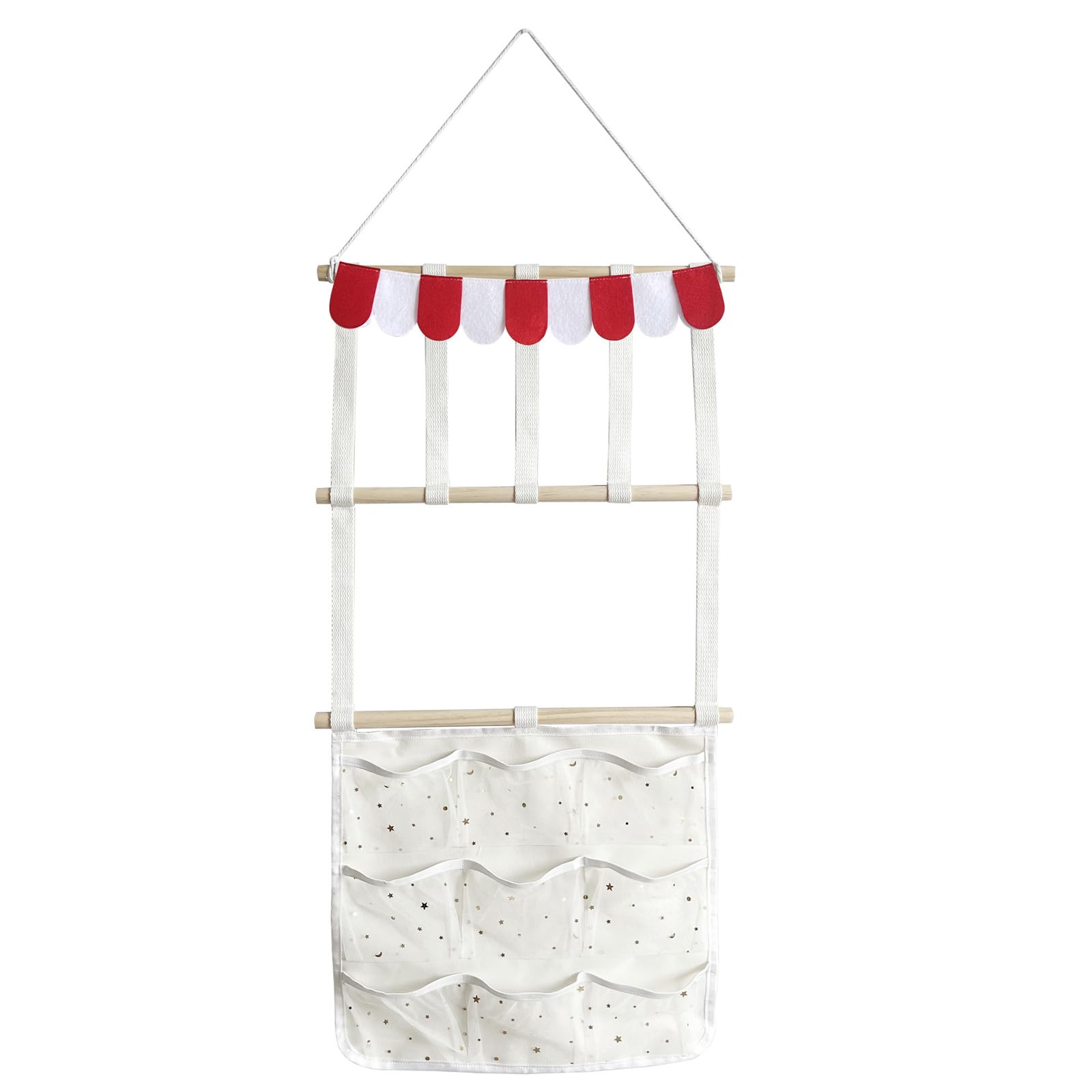 Qusinfc Wooden Hair Accessory Rack with Hooks for Barrettes, Scrunchies & Hair Ties Ties Storage Solution