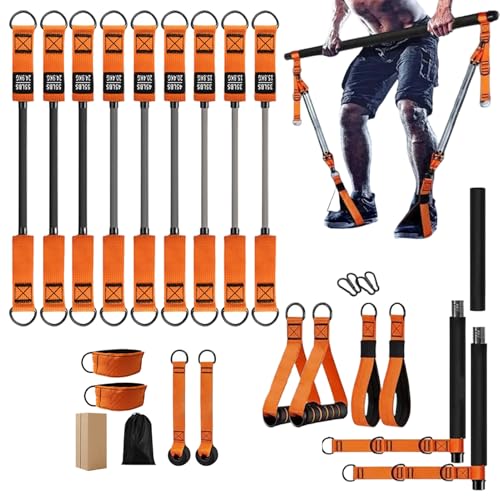 抵抗バンド付きピラティスバーキット | ボディシェイピングエクササイズ機器 - ポータブルピラティス器具 肩、腰、脚、アパートの住人、プロ、ワークアウト、ホームジム用