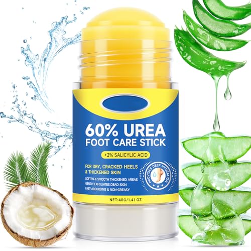 Urea Creme 60% y SalicíLico al 2% Para Pies, Barra Reparadora Para Talones Agrietados, HidratacióN Profunda y ReparacióN Para Pies, Talones y Codos Secos, 40g (1)