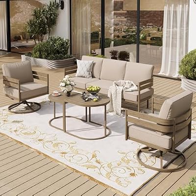 SUNSHINE VALLEY, 5-Seat, Wrought Iron, Patio Conversation Set, Coffee Table