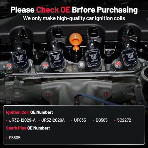 Image of BDFHYK 7 Ignition Coil Pack UF835 and 7 Iridium Spark Plug 95605 Compatible with F150 Mustang 2018 2019 2020 2021 V8 5.0L Coil for JR3Z12029A DG565 5C2272
