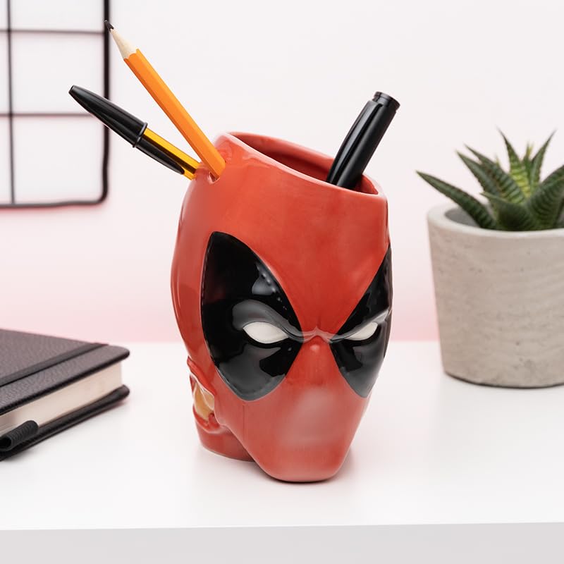 Paladone Deadpool Mask Pen Holder - Officially Licensed Marvel Plant Pot, Desk Accessories for Super Hero Fans Novelty Gift, 13cm - Image 3