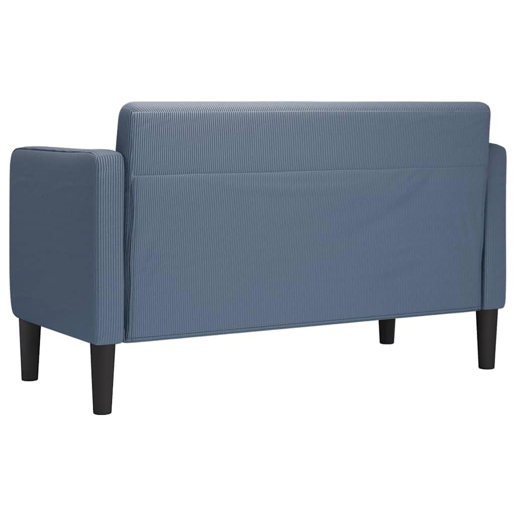 Zweisitzer-Sofa Blau 109 cm aus Cordstoff mit Schaumstoff-Feder-Kombination, stabilem Sperrholzrahmen und Armlehnen für modernen und traditionellen Wohnstil