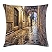 945 Housse De Coussin De La Ville, L'Architecture De Conception Gothique Rue Étroite Carrer Del Bisbe Barcelone Espagne Europe Housse d'oreiller Nouveauté Salon Taie D’Oreiller 45X45Cm