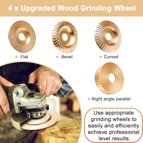 Coldairsoap 10 Pcs Angle Grinder Wood Carving Disc Set For 4 Inch Or 4 1/2 Inch Angle Grinder With 5/8 Inch Arbor thumb #2