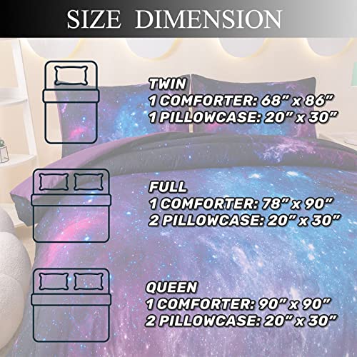 Mwmwmw Purple Blue Galaxy Bedding Outer Space Comforter For Boys Girls Kids Twin Comforter Set For Girls, 1 Soft Microfiber Comforter With 1 Matching Pillowcase For All Season #TOP5