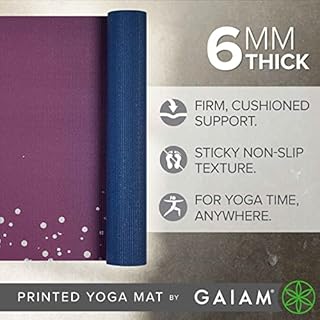 Gaiam Yoga Mat Premium Print Extra Thick Non Slip Exercise & Fitness Mat for All Types of Yoga, Pilates & Floor Workouts, Sublime Sky, 6mm