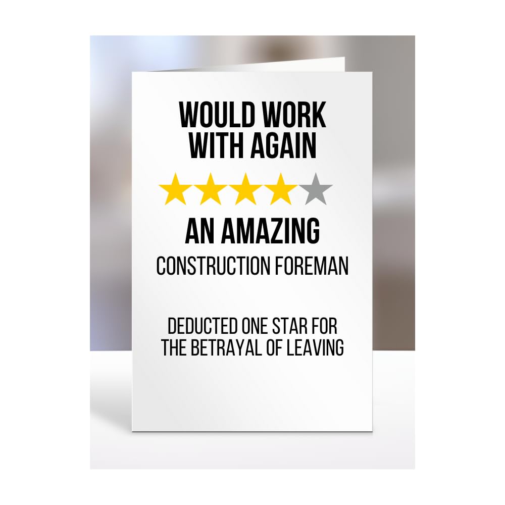 Would Work with Again, Funny Leaving Card for Construction Foreman, Farewell, Great Gift for Colleagues, Boss, Manager, Goodbye, Christmas, Joke, Silly, Gag, A5-223a_183 — image 1