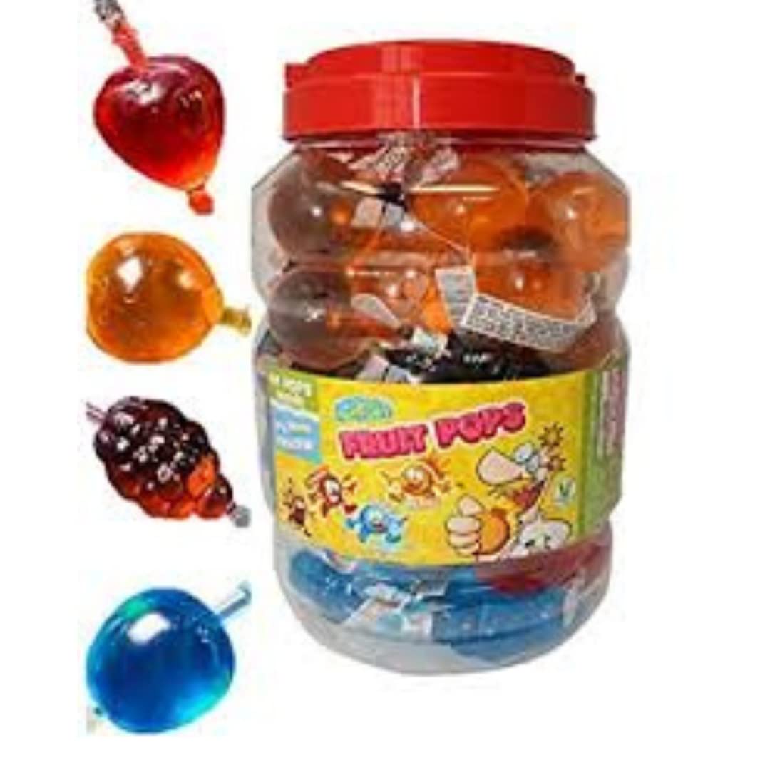 Crazy Candy Factory Fruit Pops 35ml X44 - Fruit Flavours Ice Lollies Full Jar - Treats for Kids Party, Summer Party, Barbecue, Birthday and Tik Tok Challenge - Ice Pops