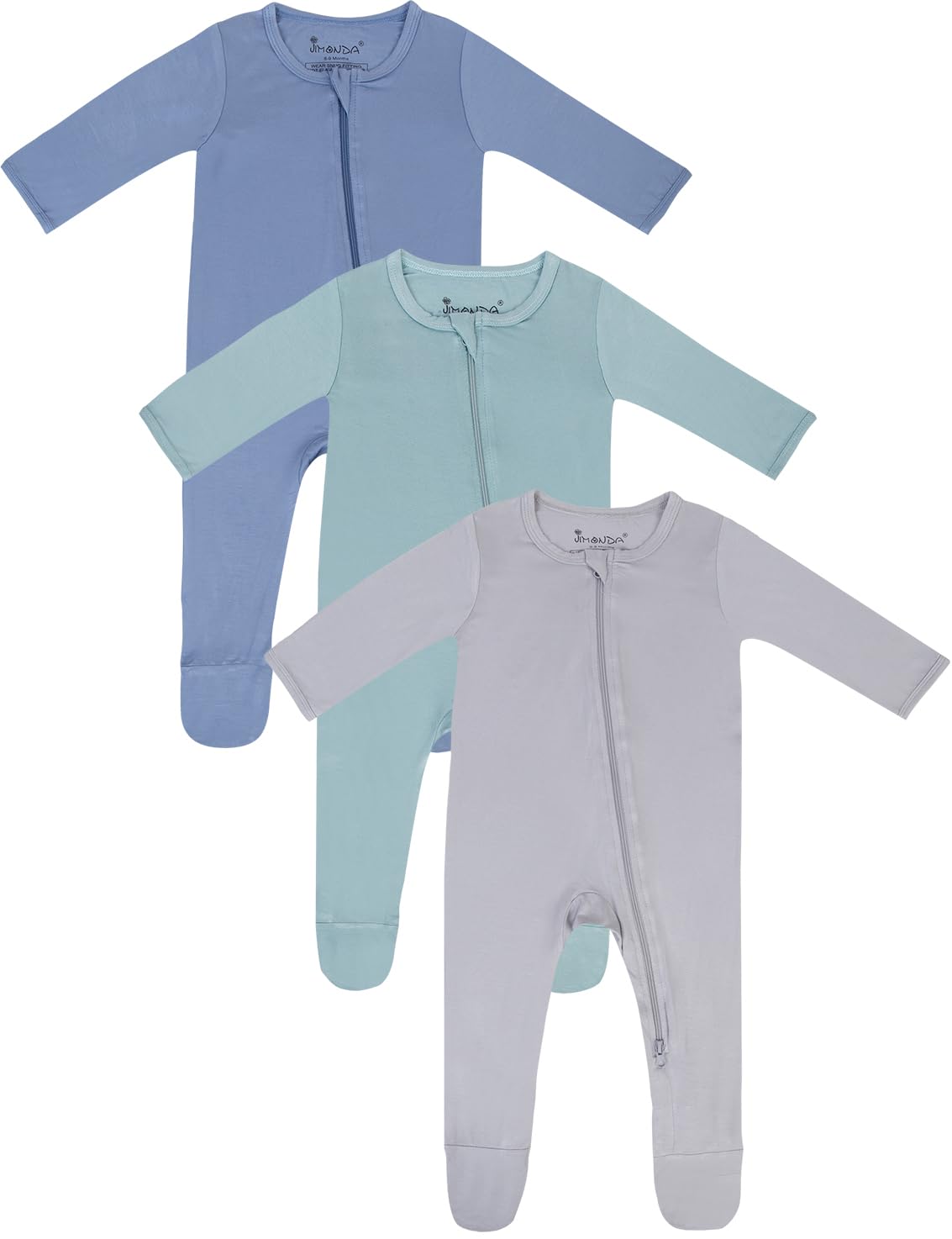 Jimonda Baby Romper Boys Girls Bamboo Pajamas 2-Way Zipper Footed Unisex Zip-Up Sleepers Sleep and Play pjs