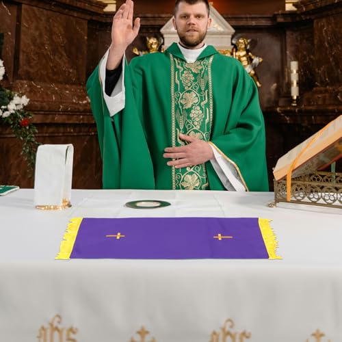 Chemin de table vert d'église idéal pour célébrations eucharistiques - 7