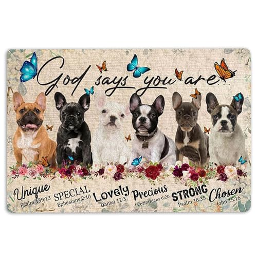 Zerbino con bulldog francesi Bulldog francesi cane Dio dice che sei un regalo unico per gli amanti dei cani, tappetino antiscivolo divertente zerbino bagno cucina portico tappeti ingresso 40 x 60 cm