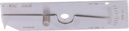 Medidor de soldadura de acero inoxidable V-WAC Undercut Inch Inspección Soldadura Herramienta de medición Regla Espesor 0.037 in (sistema británico)