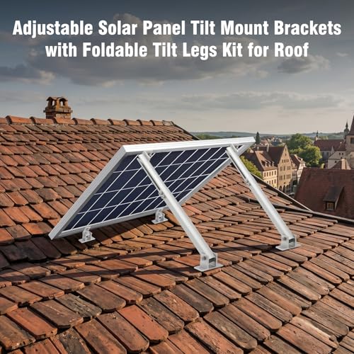 Image of 2 Pack Adjustable Solar Panel Mount Brackets with 17-28 inch Foldable Tilt Legs | Adjustable Solar Panel Brackets Kit for RV /Roof /Ground Fits EcoFlow /Jackery /Bouge RV