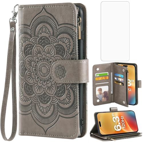 Coque iPhone 17 Asuwish avec rabat porte-carte, protection verre trempé i17