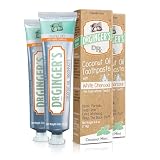 Dr. Ginger's Coconut Oil Toothpaste with White Charcoal, Fluoride Free, Coconut Mint, Organic Coconut Oil + Xylitol, Extra Whitening Power, Sensitive Teeth Friendly, 4 oz, 2 Pack