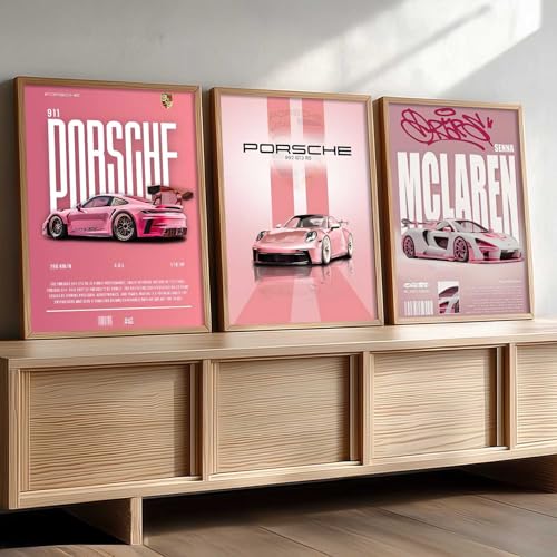 Image of kotart Big Sports Cars Framed Posters Gift Items for Boys Room Wall Decoration Bedroom Living Room Office Studio Decor | Car Poster Frame for Wall Decor Set Of 3 Size (13 X 17 inch)