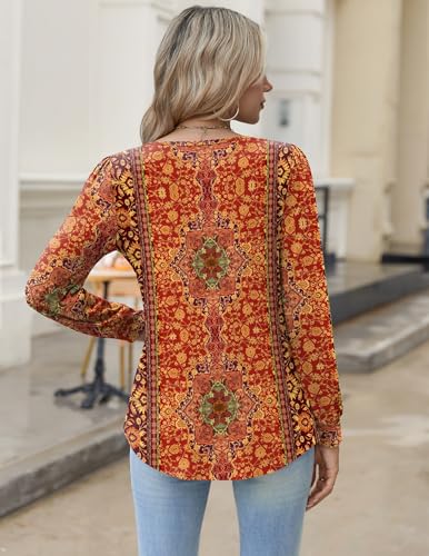 Image of Zeagoo Womens Long Sleeve Tops Fall V Neck Shirt Casual Pleated Tunic Top