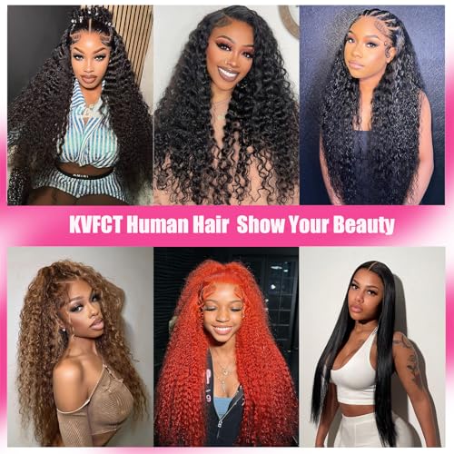 Image of KVFCT 30 Inch Deep Wave Lace Front Wigs Human Hair 13x6 HD Transparent Deep Wave Lace Front Wigs for Women 200% Density Curly Lace Front Wig Pre Plcked Deep Wave Wigs with Baby Hair