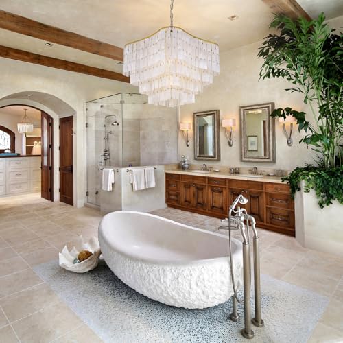 TOCHIC Modern Capiz Chandelier Lighting, 7 Lights Natural Shell Ceiling Light Fixtures Gold Seashell Coastal Style Chandelier Pendant Light Fixture for Dining Room Living Room Hallway Foyer, Entryway - Image 6