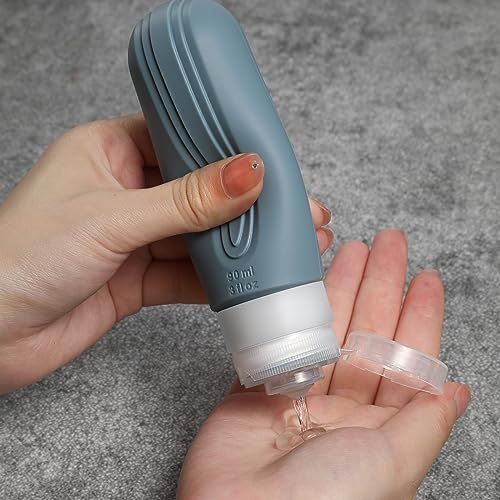 Image of Travel Bottles for Toiletries, 5 Pack TSA Approved Travel Size Containers, 3oz Leak Proof Refillable Travel Accessories for Shampoo Conditioner, BPA Free Travel Bottles with Toiletry Bag
