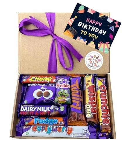 Chocolate Cadburys Gift Box - Hamper - Present - Perfect for Birthdays - Birthday Card - 9 Different Chocolate Bars - Buttons - Letterbox Gifts - For Him and Her (All Occasions)