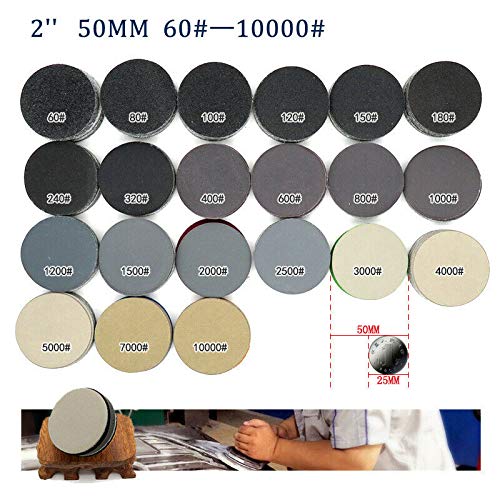 50 Disques Papier Poncer 75mm - Grains 600 à 5000 - Pour Phares Voiture, Carrosserie, Bois - Collant Auto-agrippant