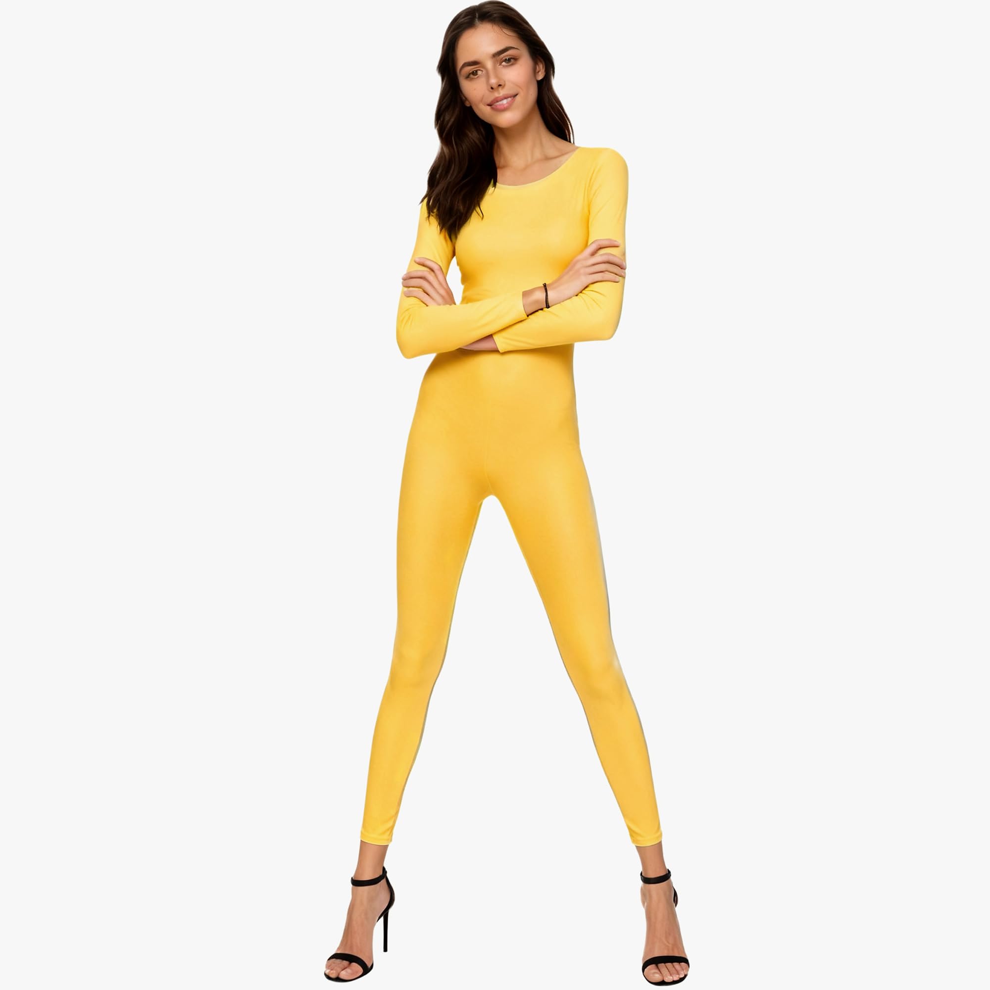 Carnavalife Body complet de danse extensible à manches longues et col rond pour femme, pour gymnastique, ballet ou cosplay
