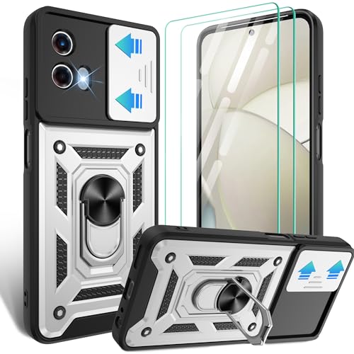 Coque Motorola G Power 5G 2024 argentée avec protège-écran et anneau