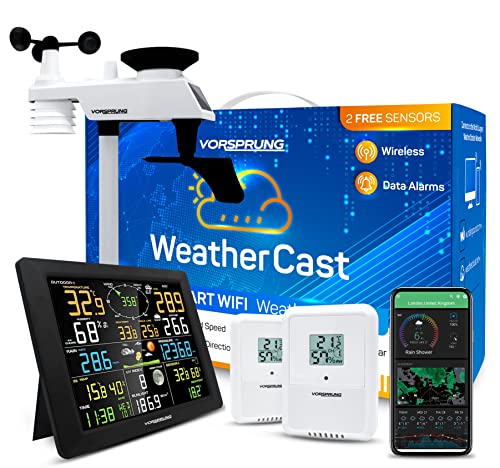 Vorsprung® WS6100 Smart Weather Station System | 7in1 | with App and Wifi | Weather Stations with Outdoor Sensor| Weather Station 2 Extra Sensors