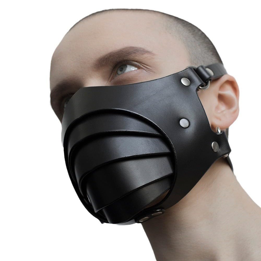 FakeFace - Máscara de piel sintética para hombre, gótico, media cara, Cosplay sexy, negro, accesorios de disfraz, para cosplay, Halloween, carnaval, fiesta