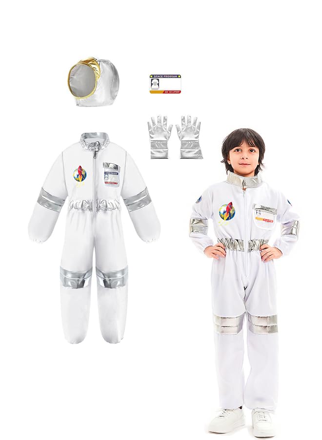 Children Astronaut Space Costume,Boys and Girls Astronaut Costume for Pretend Play,Kids Space Jumpsuit Space Pretend Dress Up Role Play Set for Kids Cosplay Ages 3-10