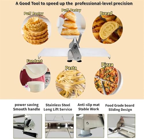 Sfogliatrice manuale e rullo per impasto, pieghevole, per pizza, fondente e pasticceria, larghezza 400 mm, perfetta per panetterie e uso domestico