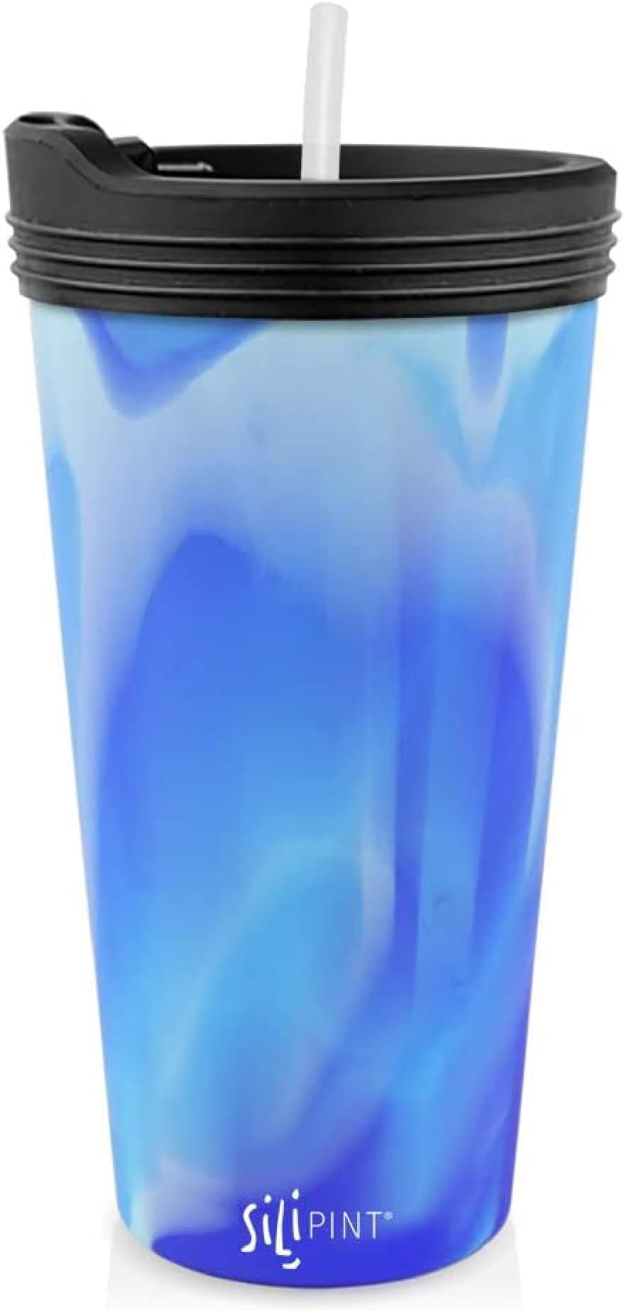 Silipint 22-Ounce Silicone Tumbler Cups with Lids and Straws, Unbreakable, Reusable, and Versatile Cups for Travel, Hiking, Camping, Sports, and Outdoors, Arctic Sky, Pack of 1