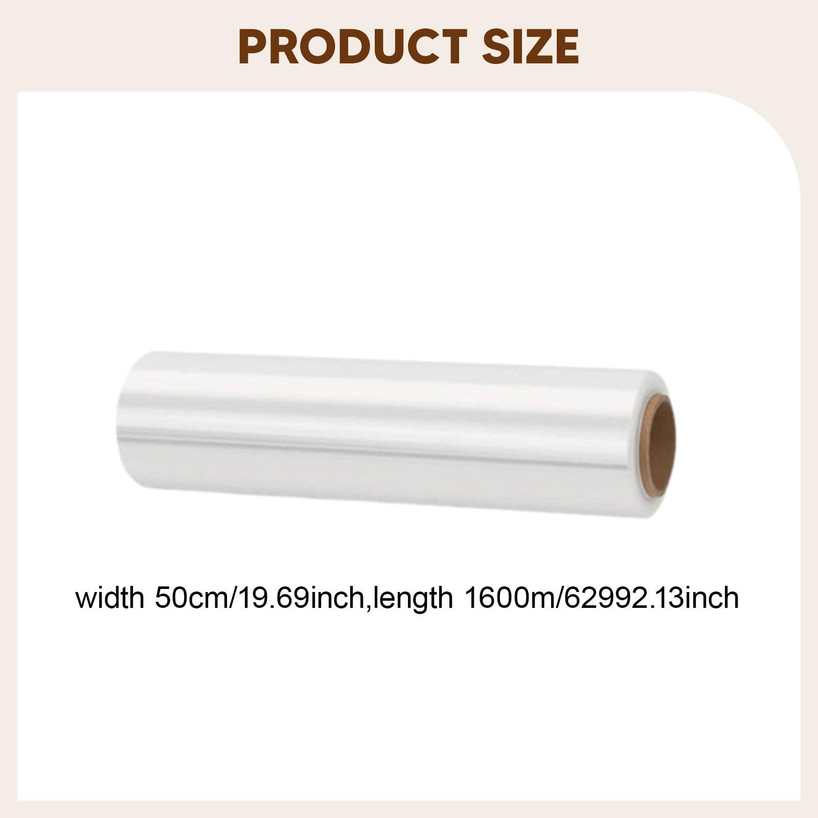Film Estirable Envoltura para Embalaje Mudanza Paletizado Película Transparente Industrial Material PE Flexible Adecuado para Empresas Mudanzas, 50cm X 1600m