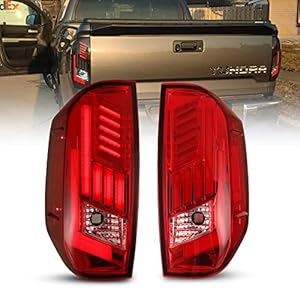 WOLFSTORM Tail Lights Assembly Fit for 2014-2021 Toyota Tundra, 2014 2015 2016 2017 2018 2019 2020 2021 Toyota Tundra LED Tail Lights Replacement,1 Pair(Red Lens)