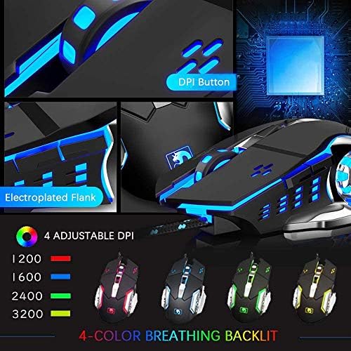 UrChoiceLtd Updated Mixed RGB LED Backlit Keyboard Mouse Combo Usb Gaming Keyboard with a Phone Stand and Lighter Stand + 2000DPI Gaming Mouse Sets + Gaming Mouse Pad For Laptop (Black/RGB)