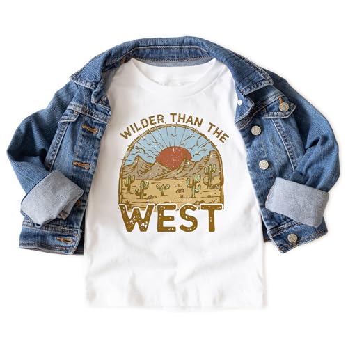 Wilder Than The West Toddler Shirt - Desert Vibes Cactus Outfit - Funny Western Aesthetic Shirts - Boy Girl Toddler Youth Kids Clothing3