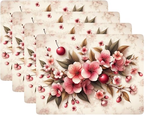 Set of 4 Cork Backed Cherry Blossom Placemats