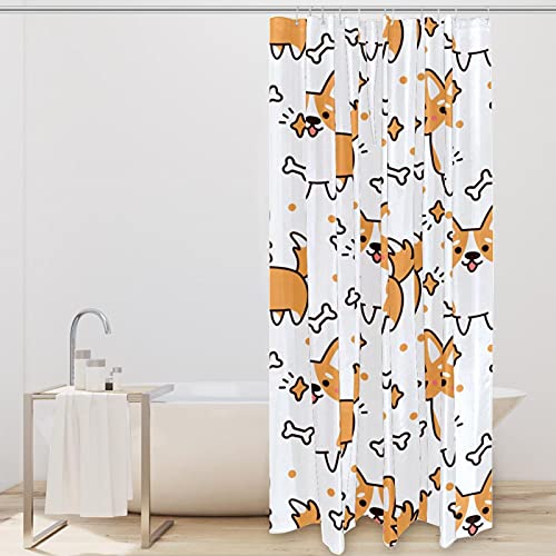 Rideau de douche Corgi avec motif os de chien étanche - 3