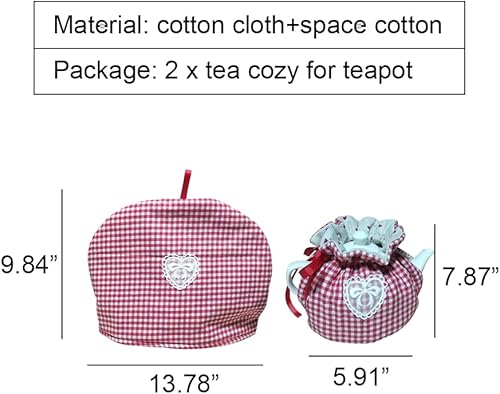 Miniatura 9 de OLizee 2 piezas aisladas para tetera, tetera, calentador de tetera, cubierta acogedora para tetera, cubierta de polvo para tetera, cubierta