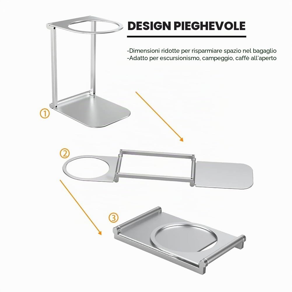 Supporto per filtro da caffè pieghevole Pour-Over, portafiltro in alluminio per macchine da caffè espresso