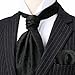 HISDERN Ascot Ties for Men Paisley Floral Ascot and Pocket Square Set Classic Self Tie Mens Black Cravat Handkerchief for Wedding Business